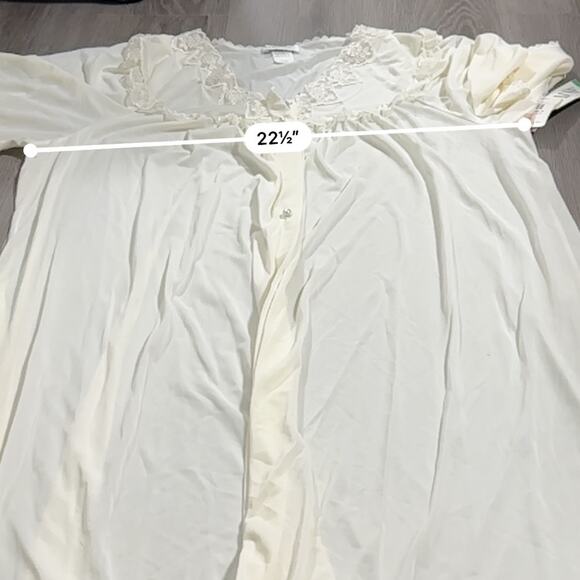 Vintage 70's Lorraine Off White‎ Lace Prairie Cottagecore Button Nightgown Sz L - Picture 10 of 11